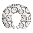 thumbnail image 1 of Clock Travel Pillow Neck Rest, Vintage Pocket Watch Numbers on It Antique Design Chronometers Old Fashioned Print, Memory Foam Traveling Accessory Airplane and Car, 12", Brown, by Ambesonne, 1 of 2