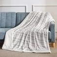 thumbnail image 4 of BEAUTEX Sherpa Fleece Throw Blanket for Kids Children Teens Young Girls or Adult for Sofa Couch Bed (50" x 60", Light Grey Stripe), 4 of 7