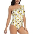 thumbnail image 3 of Sikiie a banana blowing air kisses Print Women One Piece Swimsuits Tummy Control One Shoulder Bathing Suits Ruffle Swimwear, From S to XXL-Medium, 3 of 6