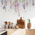 thumbnail image 4 of Calcomanía de pared de flores, pegatinas de pared de mariposas florales púrpuras, Mural de pared extraíble para dormitorio, sala de estar, sofá, TV, fondo, cocina, 4 of 5