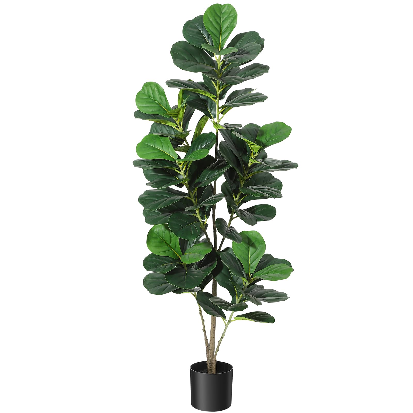 5FT Fiddle Leaf Fig Artificial Tree with Black Planter Pot,Faux Floor Plant, Indoor and Outdoor Fake Plants for Home Office Decor