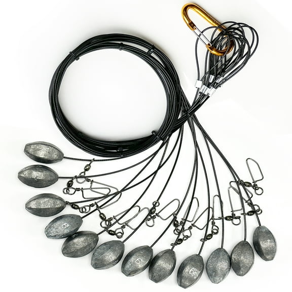 Texas Rig 6oz With 48 Inch, Tangle-Free Duck Decoy Weights 12-Pack, Durable Decoy Anchors for Duck Hunting Outdoors