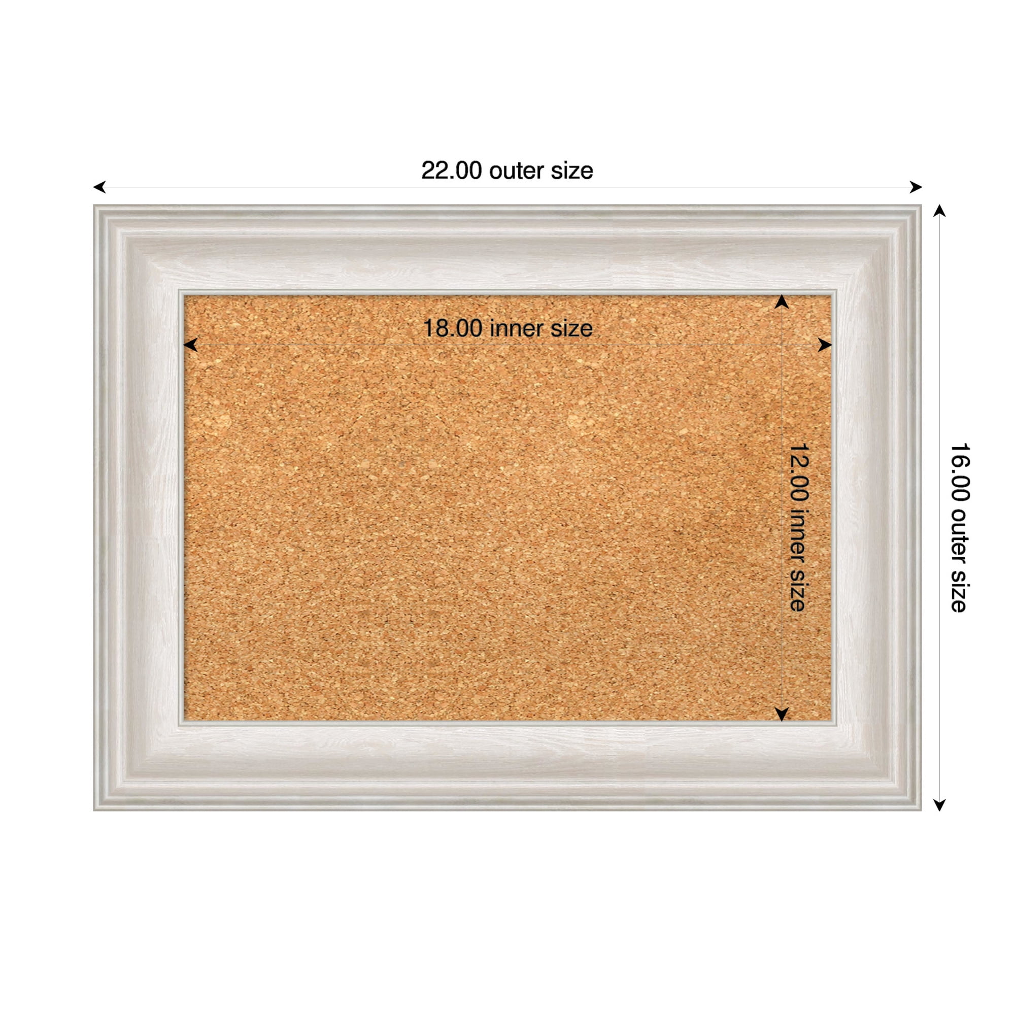 Amanti Art Natural Cork Board Framed Trio White Wash Silver Bulletin Board 22 in. x 16 in.