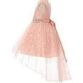 thumbnail image 3 of Little Girls Sleeveless High Low Rhinestones Belt Pageant Flower Girl Dress Champagne 4 (M3B6K0), 3 of 5