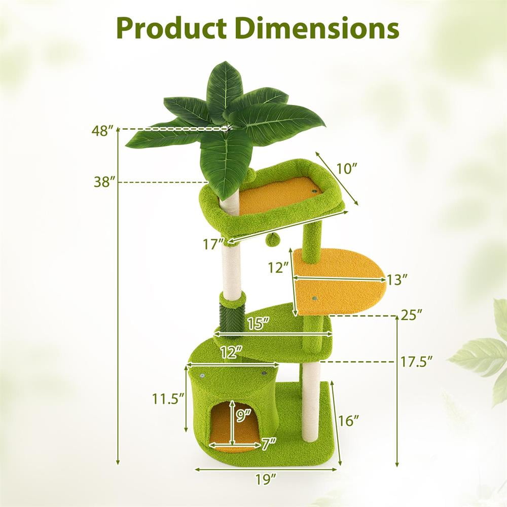 Yardi Yarda Cute Cat Tree for Adult Cats Multi-level Tower, Corner Cat Tree, Cat Climbing Tower, Cat Towers for Indoor Cats-Green
