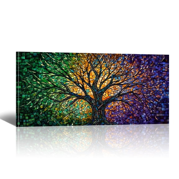 Oversized Tree of Life Canvas Wall Art for Living Room, Large Abstract Canvas Prints, Van Gogh Paintings, Puzzle Wall Decor for Bedroom Home Office