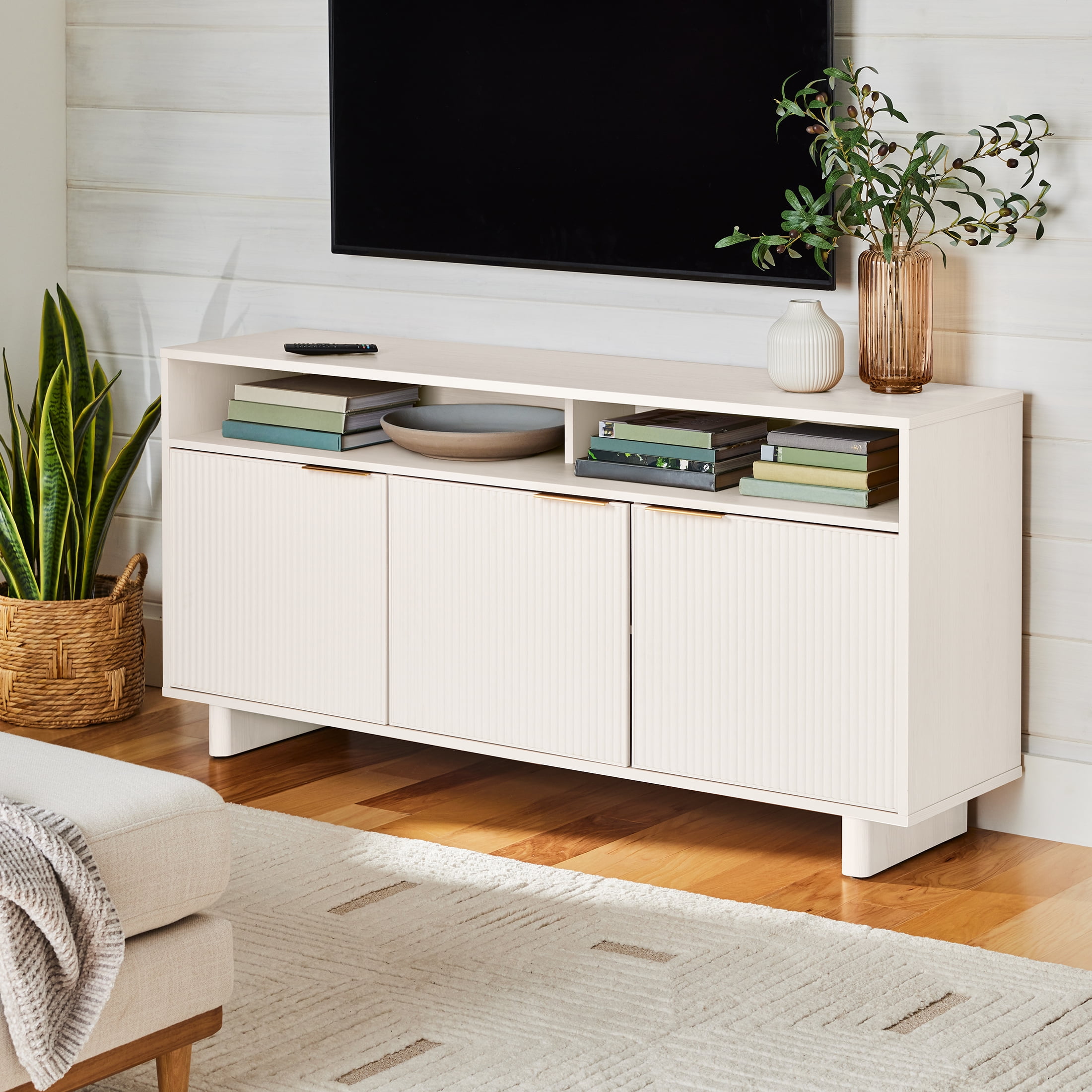 Better Homes & Gardens Lillian Fluted TV Stand for TVs up to 70", White Finish