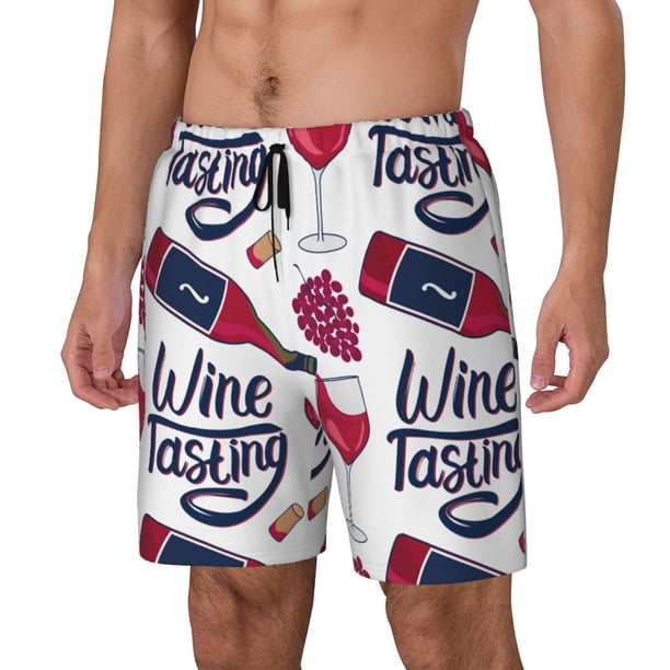 Balery Red Wine Glass Bottle Bañador para hombre, shorts de playa de secado rápido con entrepierna y forro de compresión-Large