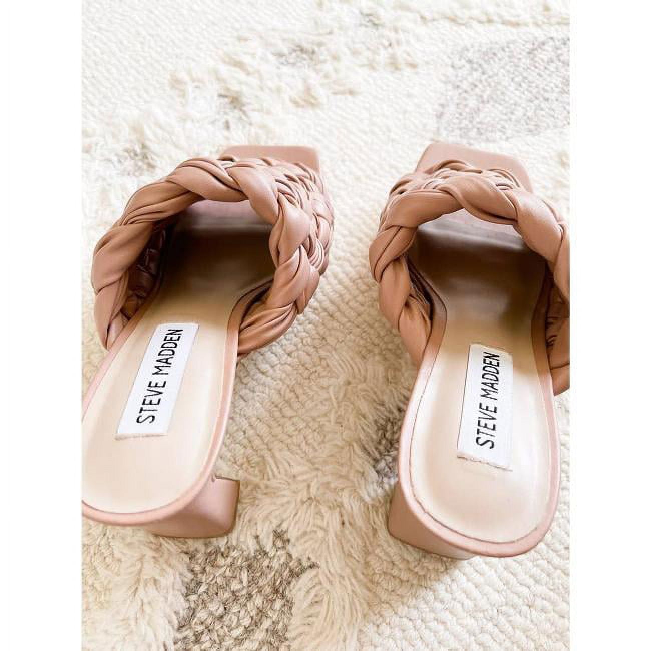 【Steve Madden】Stride Block Sandal ★関税・送料無料★ Steve Madden Braid Nude Fashiion Slip On Block Mid Heel Open