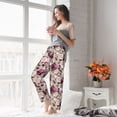 thumbnail image 4 of Uemuo Rose Flowers Pattern Women's Wide Leg Palazzo Lounge Pants with Pockets Light Weight Loose Comfy Casual Pajama Pants-X-Large, 4 of 9