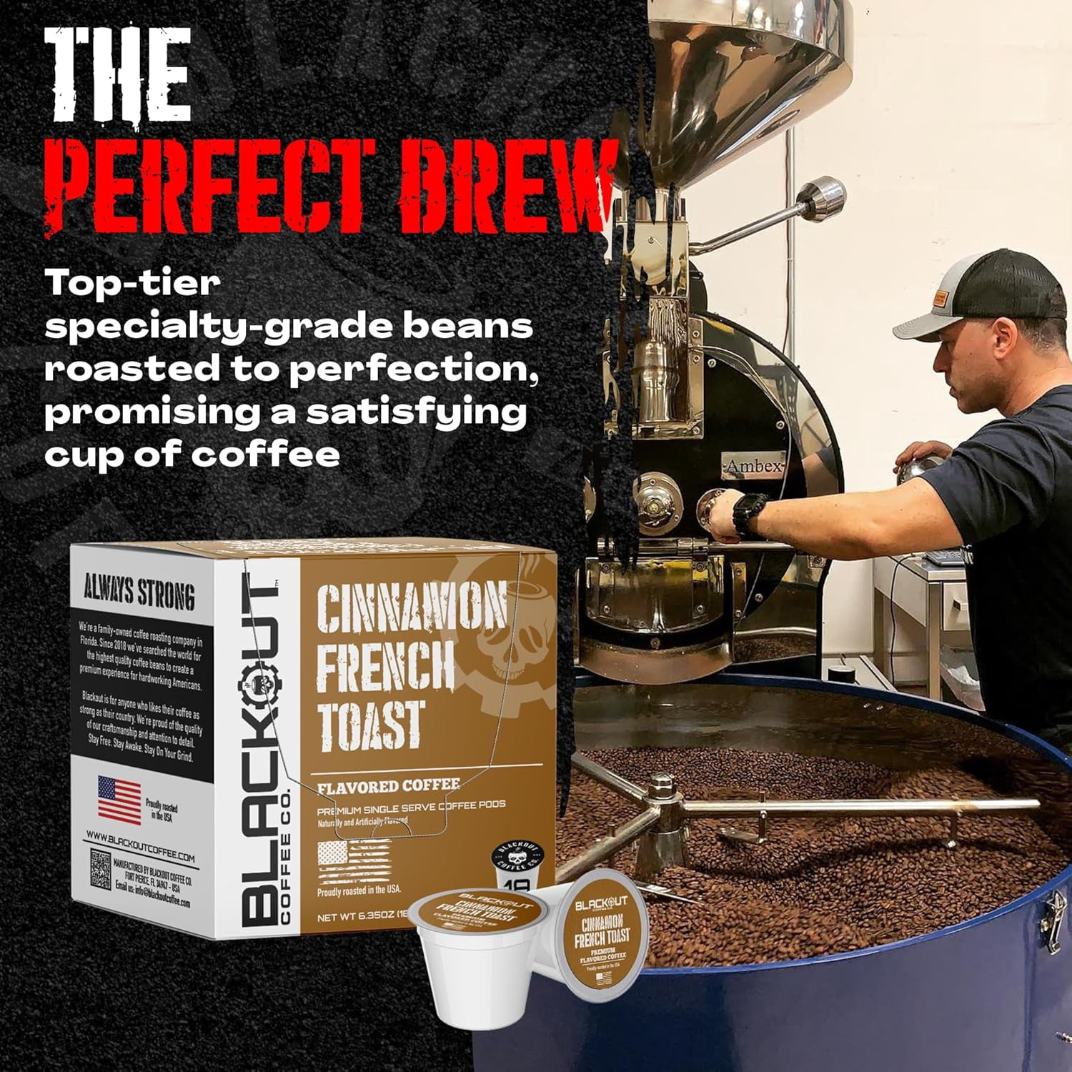 Blackout Coffee Cinnamon French Toast Flavored Coffee Pods – Compatible, Smooth Taste, Indulgent Flavor – Freshly Roasted 18 Count.