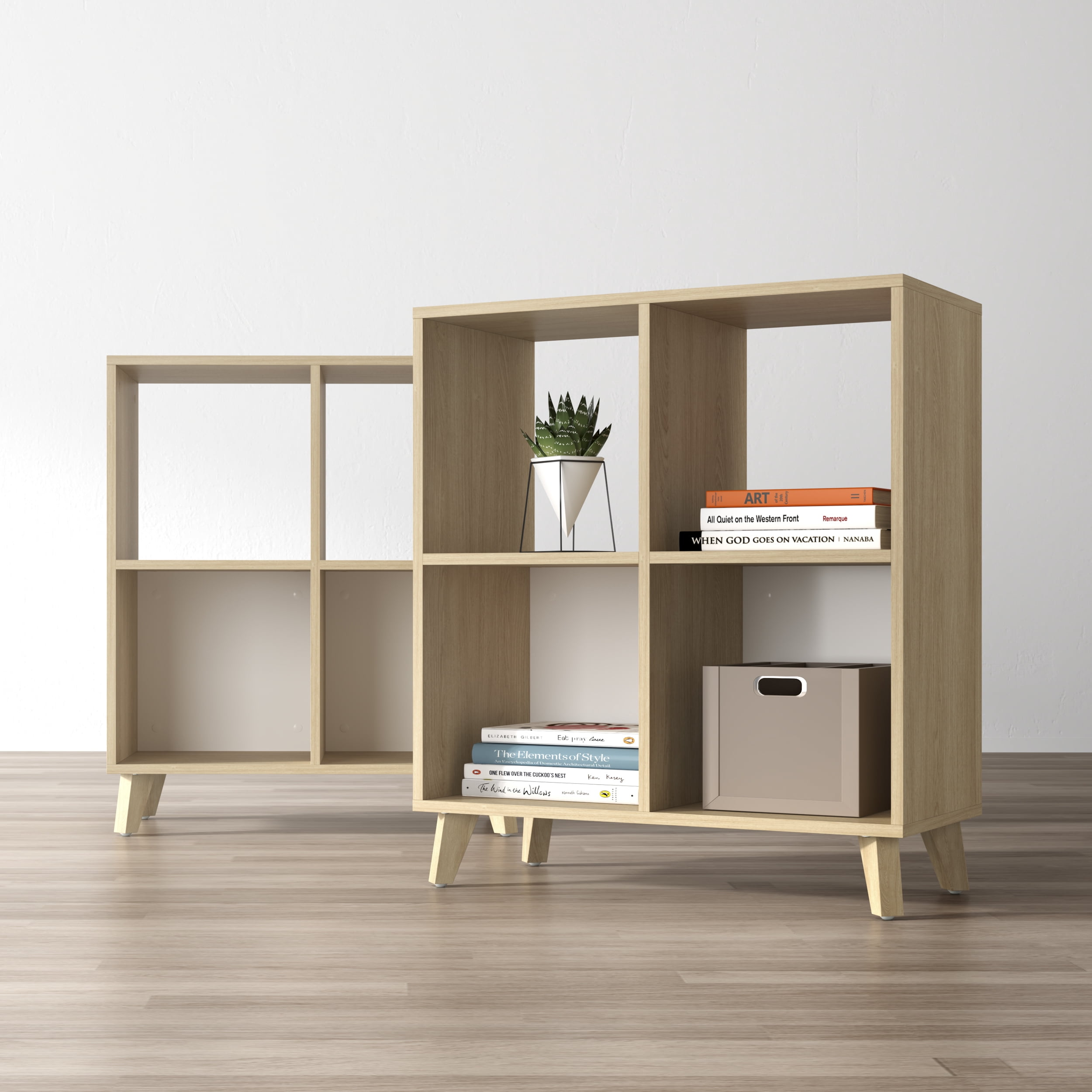 HON Basyx Commercial-Grade 36" High Modern Cube Bookcase, Real Wood Feet, Teak (BSXCUBELTT)