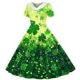 thumbnail image 2 of Xdegoge St. Patrick's Day Girls Dresses A Line Clover Print Vintage Dress with Collar and Short Sleeves Irish Holiday Gown, 2 of 6