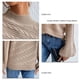 thumbnail image 5 of Suéter con cuello simulado Tejido de cable Color puro Hombro caído Manga larga Suéter de ajuste casual para mujer Caqui S, 5 of 6