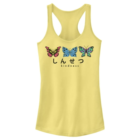 Junior's Lost Gods Kindness Butterflies Racerback Tank Top Charcoal Medium