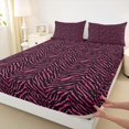 thumbnail image 3 of jejeloiu Pink Zebra Striped Full Size Sheets,Retro Geometric Lines Bed Sheets For Adults 4-Piece, 3 of 7