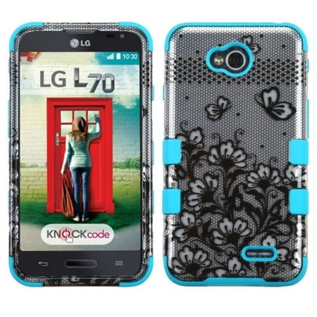 Insten Tuff Lace Flower Hard Cover Case For LG Optimus Exceed 2 VS450PP Verizon/Optimus L70 MS323/Realm LS620 - Blue