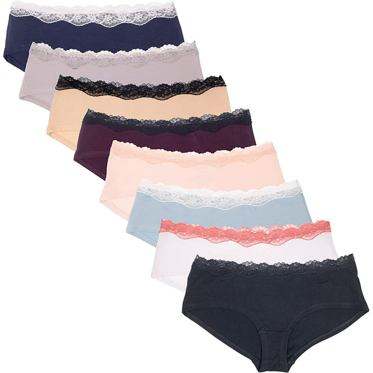 Womens Underwear Hipster Panties Soft Cotton Hug Fit- 8 Pack Small