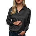 thumbnail image 5 of Mnuaqn Womens Dress Shirts Long Sleeve Button Down Shirt Wrinkle-Free Business Casual Blouse Office Work Tops (Black,M), 5 of 5
