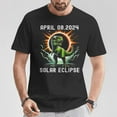 thumbnail image 2 of Total Solar Eclipse T-Rex T-Shirt, April 8 2024 America Celestial Event Graphic Tee, Funny Dinosaur Watching Eclipse Shirt, Space Astronomy Lover Gift Top For Men Women, 2 of 3