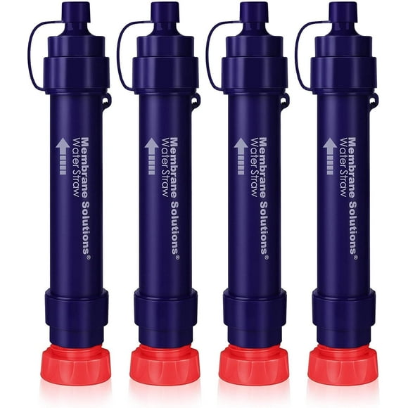 WS02 Water Filter Straw, Detachable 4-Stage 0.1-Micron Portable Water Filter Camping, 5,000L Water Purifier Survival Gear and Equipment for Hiking Camping Travel and Emergency - 4 Pack