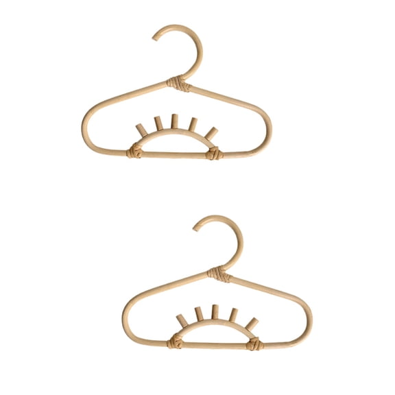 2 Count Rattan Baby Hanger Hangers Coat Pant Kids Child Toddler Beige