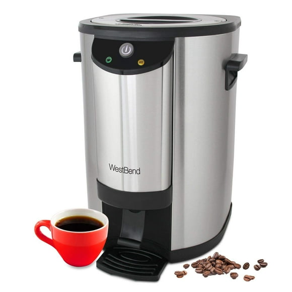 West Bend 57042 Urne à Café Double Paroi en Acier Inoxydable avec Contrôle Automatique de la Température Grande Capacité avec Brassage Rapide et Nettoyage Facile Certifié NSF, 42 Tasses, Argent