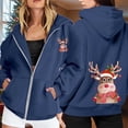 thumbnail image 2 of WILLBEST Sudadera de Mujer Ladies' Christmas Printed Zipper Long Sleeved Pocket Drawstring Casual Hooded Sweatshirt 2134 Grande, 2 of 8