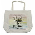 thumbnail image 1 of Positive Energy Shopping Bag, Words on Pastel Tone Rainbow Colors Brushstroke Lines, Eco-Friendly Reusable Bag for Groceries Beach and More, 15.5" X 14.5", Cream, by Ambesonne, 1 of 2