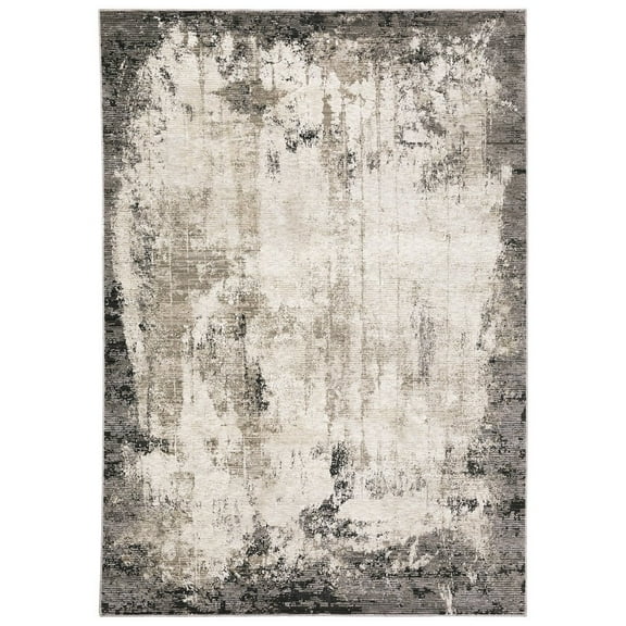 Oriental Weavers Nebulous Area Rug - 7151E - 7'10" x 10'10" - in Gray/ Ivory - Modern Style, Stain Resistant, Family and Pet Friendly , Dining, Living Room Rug