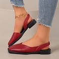 thumbnail image 2 of GERsome Women's Low Block Heels Square Toe Slip-On Slingback Dress Shoes for Wedding Party Work, Red Size 7.5, 2 of 9
