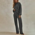 thumbnail image 2 of ShomPort Women's Two Piece Outfits Long Sleeve Knit Pullover Hoodies and Wide Leg Pants Lounge Sets, 2 of 6