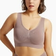 thumbnail image 3 of Rexolia Womens Plus Size Sports Bra Seamless Racerback Yoga Running Fitness Tank Top Wireless Support Crop Activewear Light Gray 3XL, 3 of 3