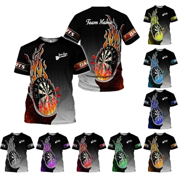 Personalized Dart Shirts for Men, Dart Polo 3D Shirts Custom Name Shirt, American Flag Shirt Unisex Shirt Size S-5XL (Orange, S)