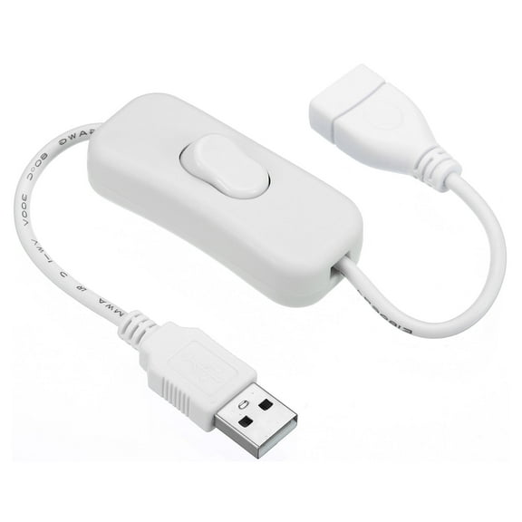 Uxcell USB Extension Cable with ON/Off Switch Extension Cords Adapter Controller for Fans LED Strips White