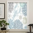 thumbnail image 4 of Blue Beige Coastal Semi Sheer Curtains Drapes for Living Room, Bedroom, French Doors Window 63 Inches Long, Summer Lobster Coral Nautical Rod Pocket Chiffon Curtain Drapery Voile Draperies Panel, 4 of 6