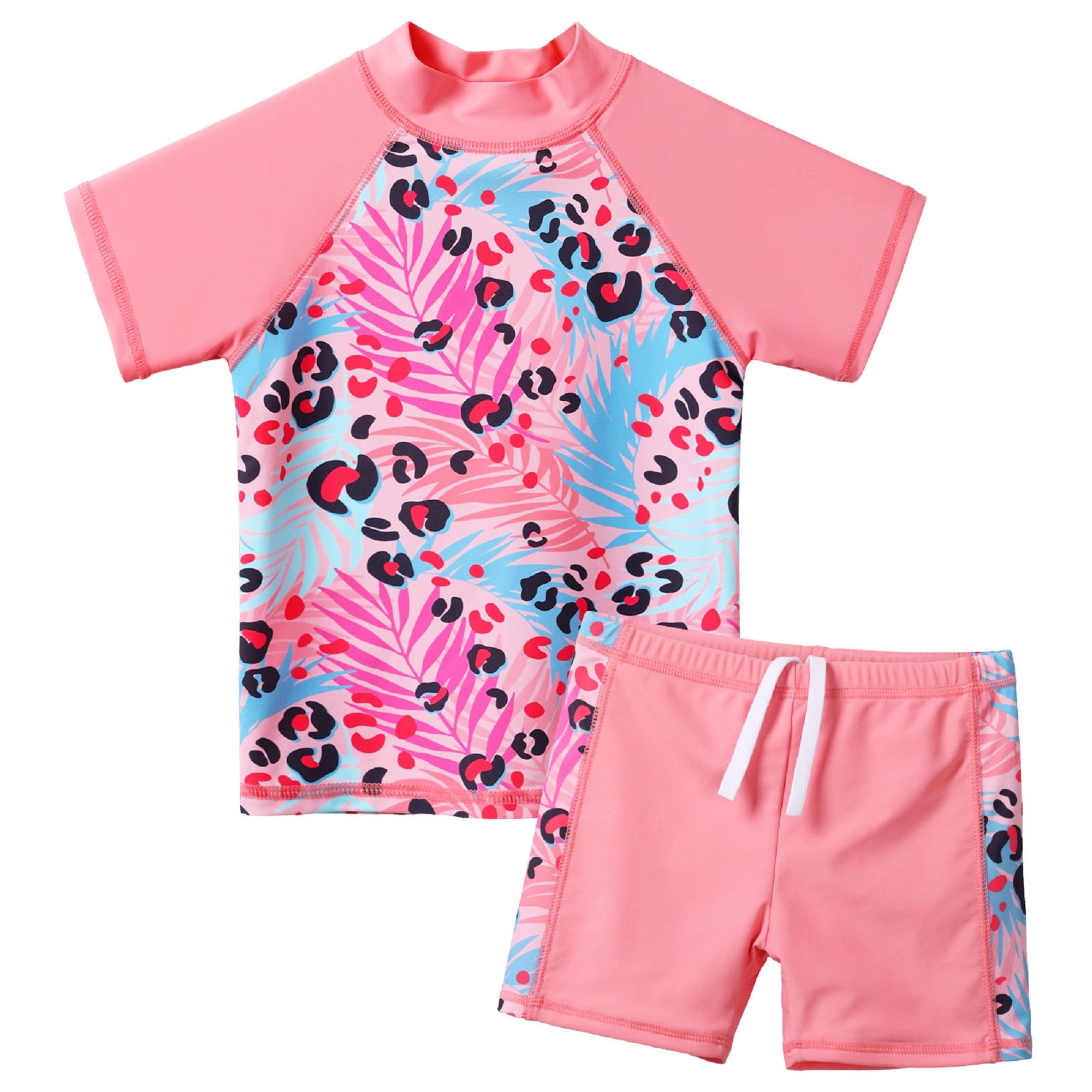 BAOHULU Girls Two Piece Swimsuit Floral UPF 50+ Rash Guard Set Kids ...