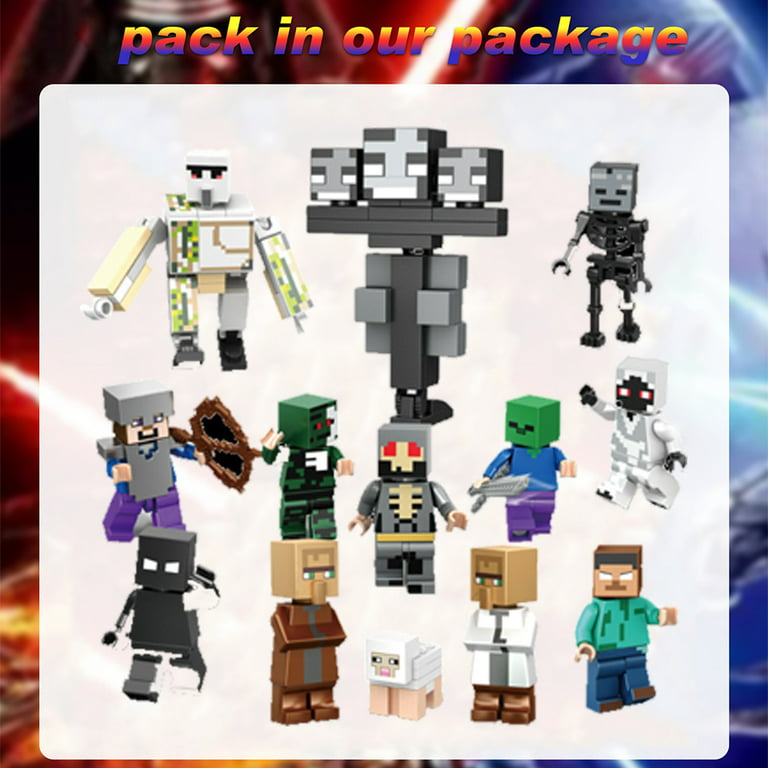 22 Pcs Miner Minifigures Building Blocks Toys Set, Game Pixelated