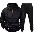 thumbnail image 2 of Blekii Men's Warm Sweatsuit Set, Solid Color Fleece Hoodie & Pants, Winter Lounge Two-Piece Outfit, Thick Cozy Home Wear Set, Matching Gym Joggers Outfit, Complete Casual Set for, 2 of 3