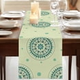 thumbnail image 3 of Table Runners 120 Inches Long Dress Scarves, Green Floral Farmhouse Coffee/Dining/Kitchen Table Runner for Living Room, round Floral Ethnic Abstract Patterned 13x120 Inch, 3 of 9