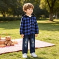 thumbnail image 2 of UYYX Boy Outfits Young Boys Classic Hood Outerwear Loose Straight Denim Pants Suit Soft Comfort Spring Outfit（Blue,3-4 Years）, 2 of 8
