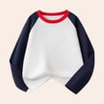 thumbnail image 2 of Povozer Toddler Girl Ruffle Long Sleeve T-Shirt Girls Raglan Shirts,Long Sleeved Cotton T Shirt Trendy Loose Fit Suitable For Girls Boys,Size 5-6 Years,Navy, 2 of 8