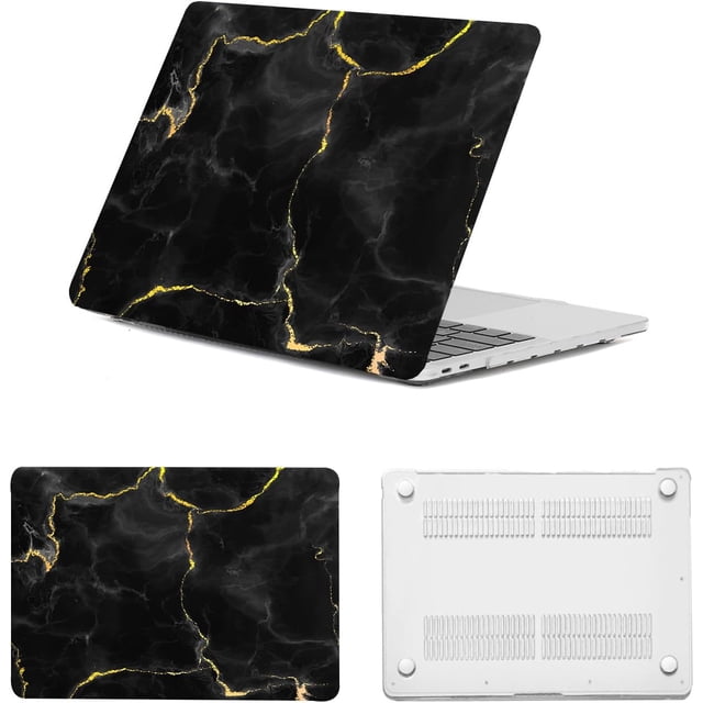 Pattern Case for MacBook 12 inch 2017 2016 2015 A1534 with Retina Display,Matte Frosted Plastic Laptop Hard Shell Case Protective Cover for MacBook A1534,Black Gold Marble