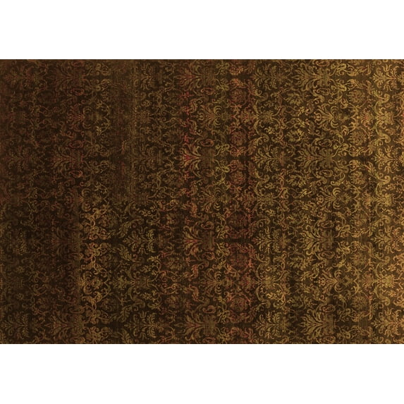 Ahgly Company Indoor Rectangle Abstract Orange Contemporary Area Rugs, 5' x 7'