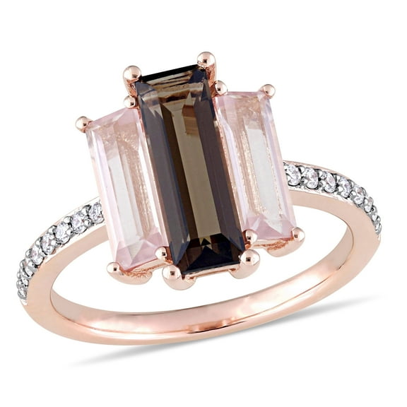 Everly Women's Quartz and Rose 14k Gold Ring