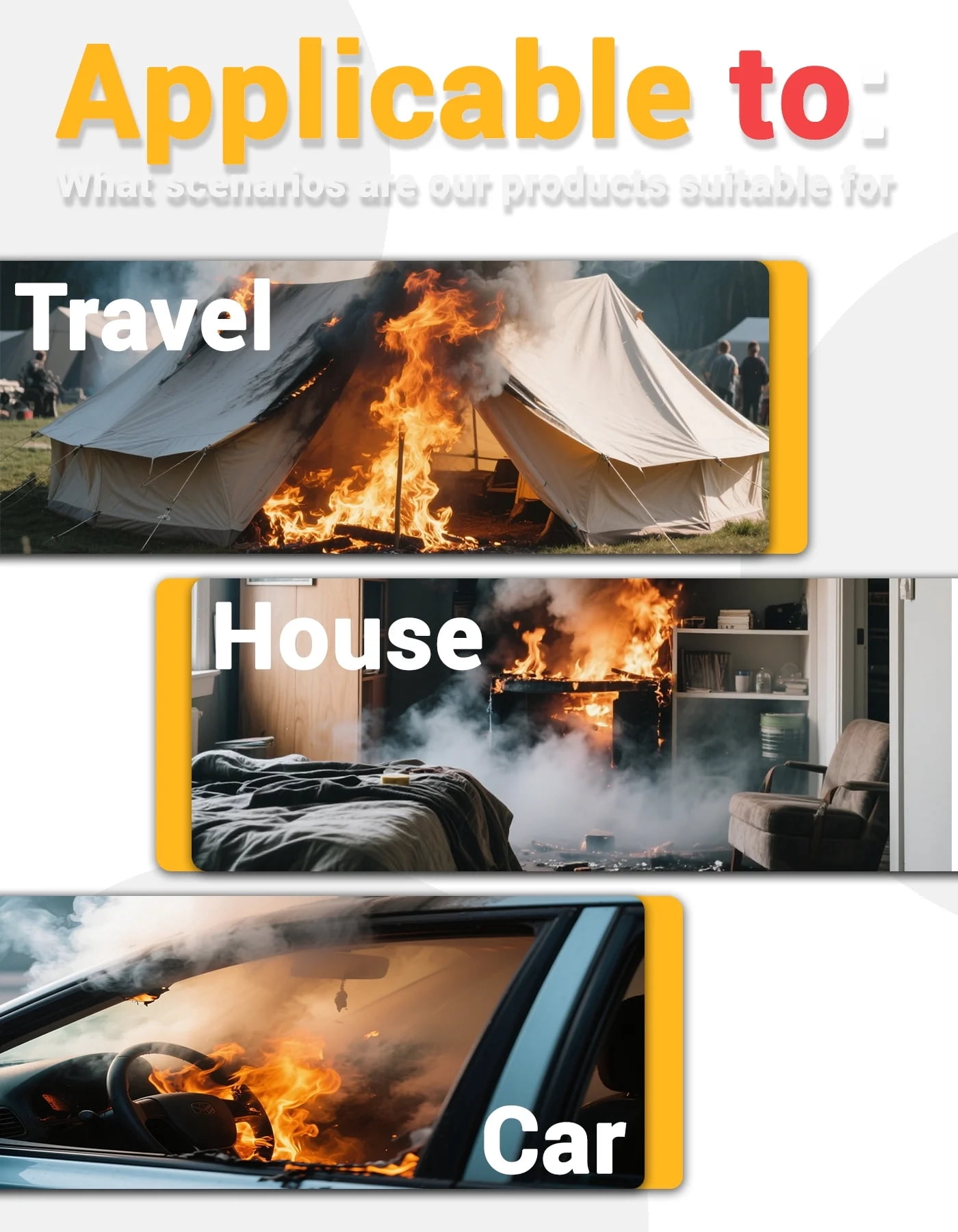 DSKALH Portable Small Fire Extinguishing Spray for Car, Home & Kitchen (Low-Residue, Easy Clean), 4 Pack