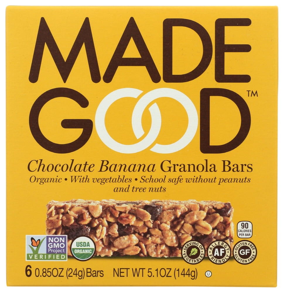 Madegood Granola, Chocolate Banana Granola Bars, Six Bars