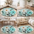 thumbnail image 4 of Round Rugs 4Ft, Teal Cream Daisy Farmhouse Round Area Rug Washable Indoor Throw Carpet, Country Vintage Floral Soft Non Slip Circle Rug for Kitchen Nursery Room Home Decor Aesthetic, 4 of 8