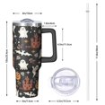 thumbnail image 3 of Halloween Design 40oz Tumbler w/Handle - Ghosts/Pumpkins Double Wall Insulated Stainless Steel Cup, Leakproof Lid, Gift Ready, 3 of 5