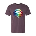 thumbnail image 2 of Wild Bobby, Colorful Neon Rainbow Biting Lips, Pop Culture, Men Premium Tri Blend Tee, Vintage Purple, Small, 2 of 3